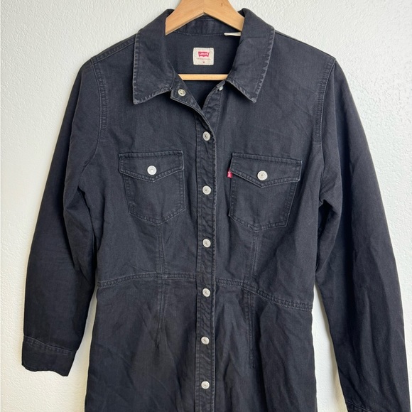 LEVI’S SOLID ELLIE DENIM DRESS BLACK SIZE M - Picture 3 of 16